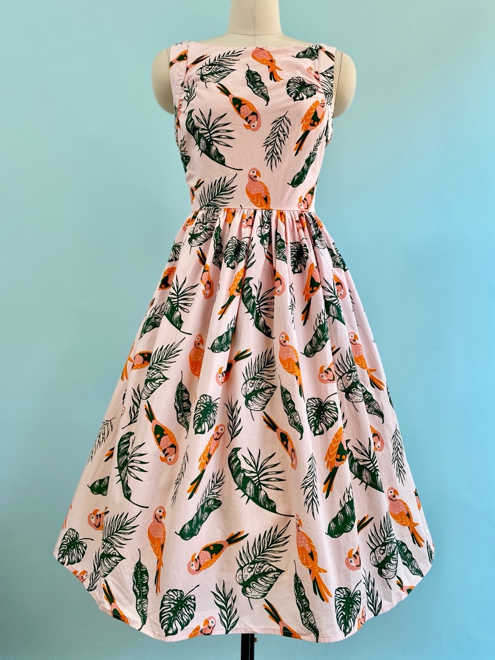 Saint Geraldine ModCloth Pink Tropical Birds Ivy Dress Size Large